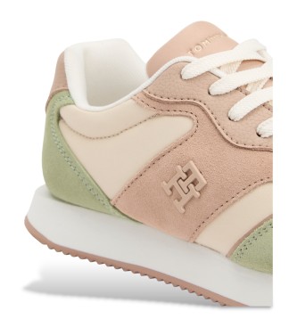 Tommy Hilfiger Beige monogrammed leather trainers
