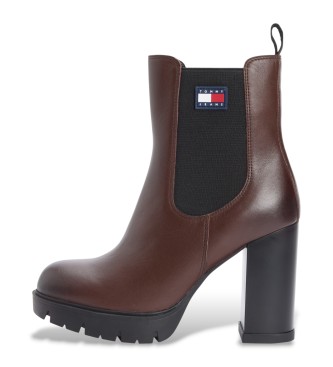 Tommy Jeans Bottines �l�gantes en cuir marron