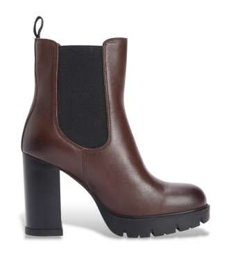 Tommy Jeans Bottines �l�gantes en cuir marron