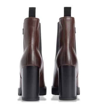 Tommy Jeans Bottines �l�gantes en cuir marron
