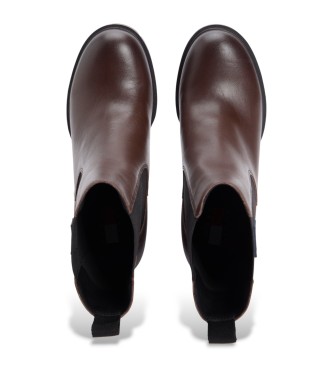Tommy Jeans Bottines �l�gantes en cuir marron