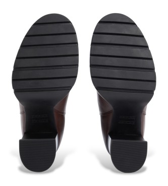 Tommy Jeans Bottines �l�gantes en cuir marron