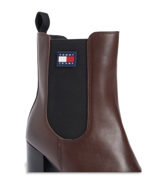 Tommy Jeans Bottines �l�gantes en cuir marron