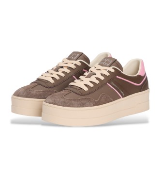 Tommy Jeans Skórzane trampki Greenwich w kolorze brązowym
