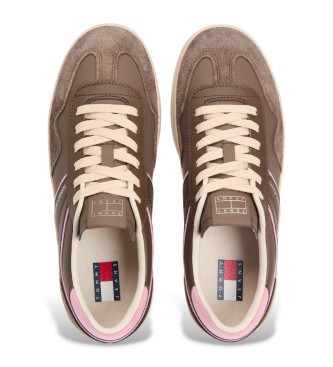 Tommy Jeans Skórzane trampki Greenwich w kolorze brązowym