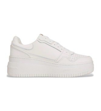 Tommy Jeans Zapatillas de Piel Retro Basket blanco
