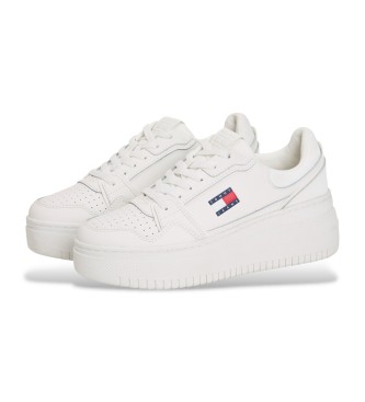 Tommy Jeans Zapatillas de Piel Retro Basket blanco