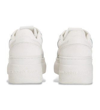 Tommy Jeans Zapatillas de Piel Retro Basket blanco