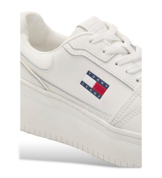 Tommy Jeans Zapatillas de Piel Retro Basket blanco