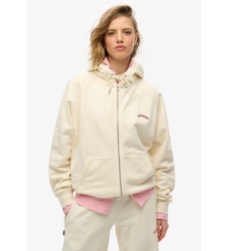 Superdry Beige Esssential sweatshirt met capuchon, gereguleerde mouwen, ritssluiting en logo