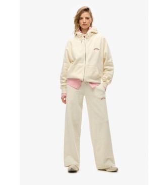 Superdry Beige Esssential sweatshirt met capuchon, gereguleerde mouwen, ritssluiting en logo