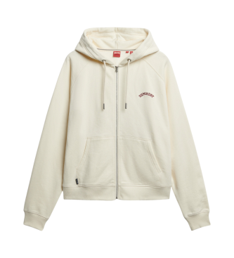 Superdry Beige Esssential sweatshirt met capuchon, gereguleerde mouwen, ritssluiting en logo