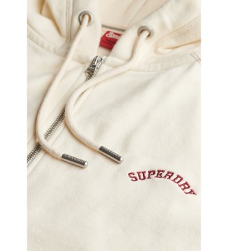 Superdry Beige Esssential sweatshirt met capuchon, gereguleerde mouwen, ritssluiting en logo
