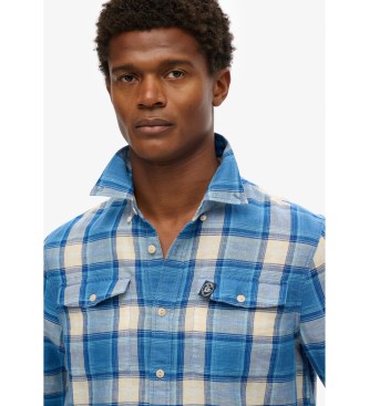 Superdry Merchant Store Leinen-Karohemd blau