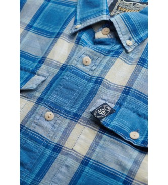 Superdry Merchant Store Leinen-Karohemd blau