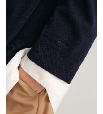 Gant Maglione girocollo in finissima lana di pecora blu navy