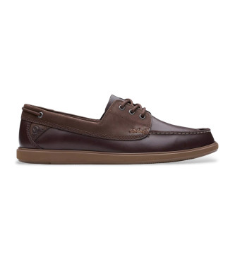 Clarks Scarpe da barca in pelle marrone Bratton