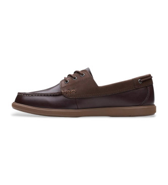 Clarks Scarpe da barca in pelle marrone Bratton