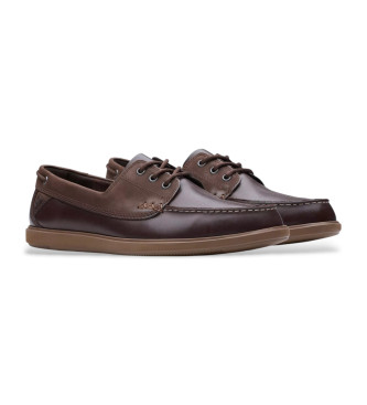 Clarks Scarpe da barca in pelle marrone Bratton