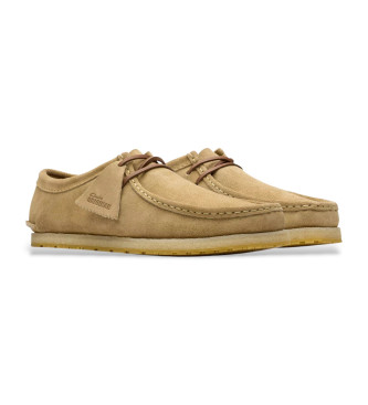 Clarks Scarpe Godney Lace in pelle beige