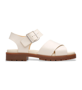 Clarks Sandlias Orinoco Cross em pele branca e creme