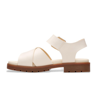 Clarks Sandlias Orinoco Cross em pele branca e creme