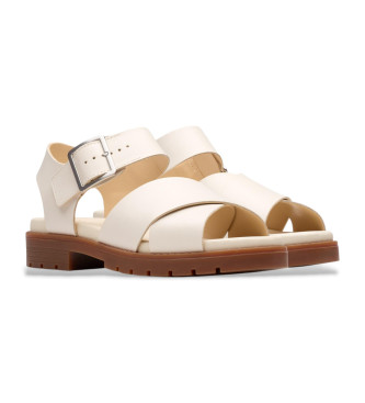 Clarks Sandlias Orinoco Cross em pele branca e creme
