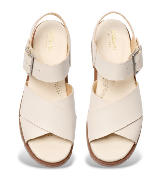 Clarks Sandlias Orinoco Cross em pele branca e creme
