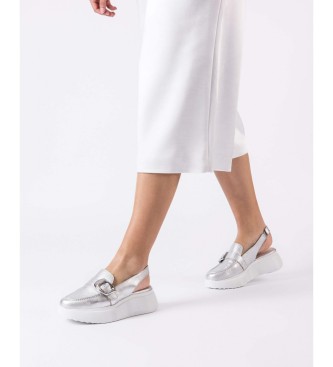 Wonders Silberne Acalia Lederschuhe