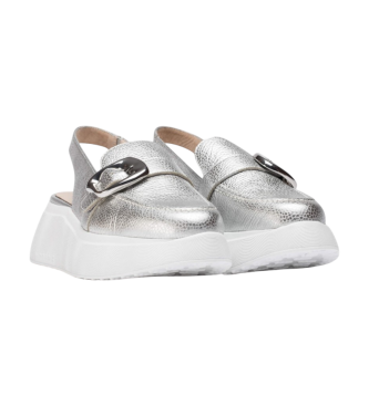 Wonders Silberne Acalia Lederschuhe