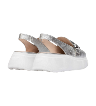 Wonders Silberne Acalia Lederschuhe
