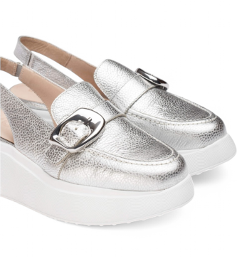 Wonders Silberne Acalia Lederschuhe