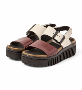 Art 1578 Sandali Brighton in pelle bordeaux e beige