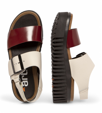 Art 1578 Sandali Brighton in pelle bordeaux e beige