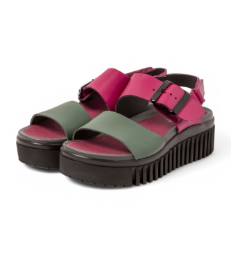 Art 1578 sandali Brighton in pelle rosa e verde