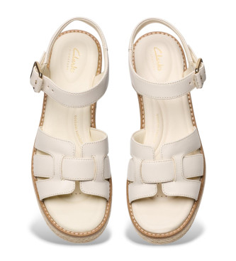 Clarks Coledale Usnjeni sandali z naramnicami kremno beli