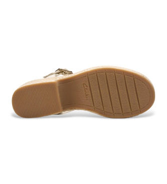 Clarks Coledale Usnjeni sandali z naramnicami kremno beli