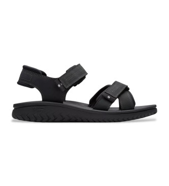 Clarks Skórzane sandały Wesley Shore czarne