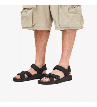 Clarks Skórzane sandały Wesley Shore czarne