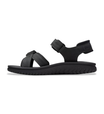 Clarks Skórzane sandały Wesley Shore czarne