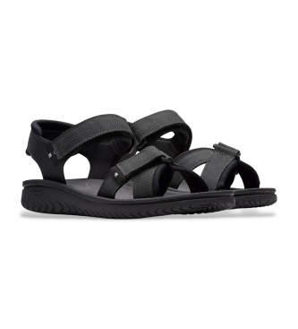 Clarks Skórzane sandały Wesley Shore czarne