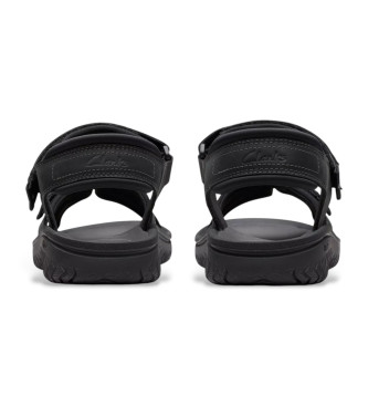 Clarks Skórzane sandały Wesley Shore czarne