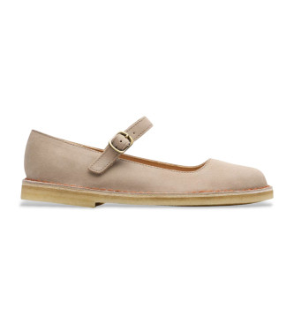 Clarks Chinelos Desert Jane em pele bege