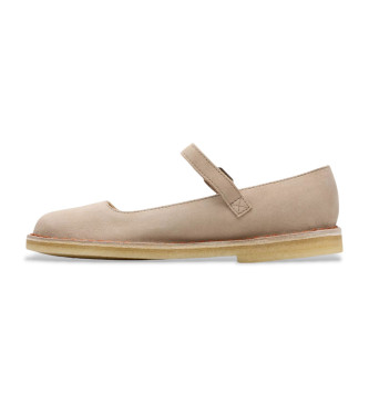 Clarks Chinelos Desert Jane em pele bege