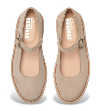 Clarks Chinelos Desert Jane em pele bege