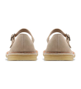 Clarks Chinelos Desert Jane em pele bege