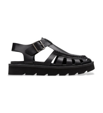 Clarks Sandlias de couro com fivela Meadow preto