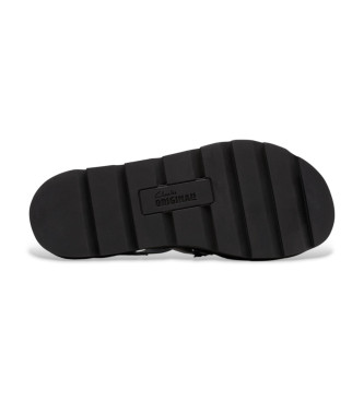 Clarks Sandlias de couro com fivela Meadow preto