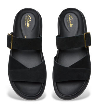 Clarks Aristella Mule sandlias de couro preto