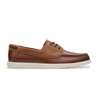 Clarks Scarpe da barca in pelle marrone Bratton